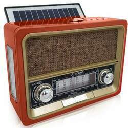 Rádio Solar Portátil AM FM FS103BT F-Sound Vermelho