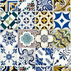 Papel de Parede Azulejo Português Colorido AZU44