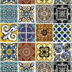 Papel de Parede Azulejo Português Colorido AZU50