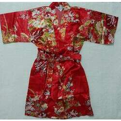 Kimono Infantil De Cetim Vermelho Com Es