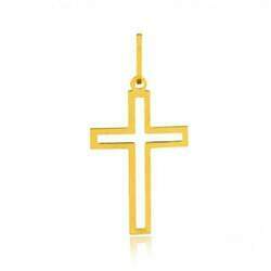 Pingente de ouro 18k cruz / crucifixo masculino / feminino vazado