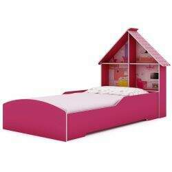 Cama Infantil com proteção lateral e cabeceira casinha casinha Gelius - Pink Ploc