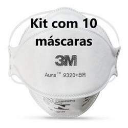 Kit com 10 - Respirador 3M Aura 9320 Branco Pff2 Hb004385173