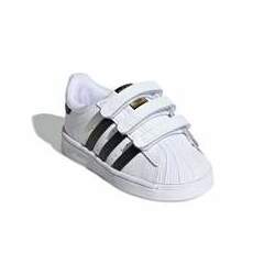 Tênis Adidas Superstar Infantil com Velcro Branco / Preto