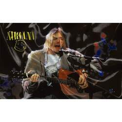 Bandeira Nirvana Kurt Cobain Tocando Violão Colorida