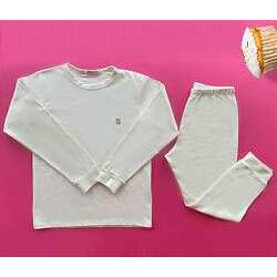 Pijama Infantil Manga longa e Calça Cotton Cor off white