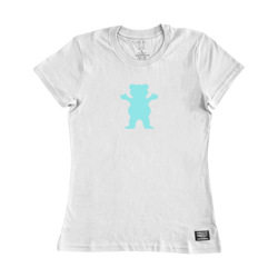 Camiseta Grizzly OG Bear Feminino Branco/Ciano