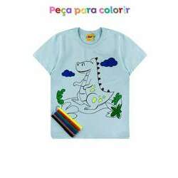 Camiseta para colorir Dino Azul