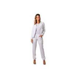 Terninho feminino com elastano branco alfaiataria 1 calça jogger e 1 blazer forrado Blanco Raro