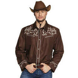 Camisa de cowboy castanha para adulto