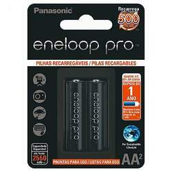Pilha Recarregavel Panasonic Eneloop Pro 2550MA AA 1,2v Blister Com 2 Pilhas, Ideal para Flash