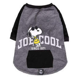 Roupinha Camiseta para cachorro Zooz Pets Snoopy Joe Cool Manga longa cinza e preta Cães