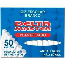 Giz Escolar Plastificado Branco Delta Master C/ 50 Unidades 02306