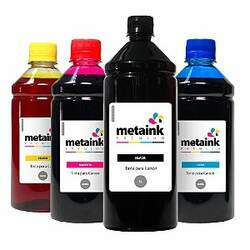 Kit 4 Tintas para Canon MegaTank G1100 Black 1 Litro Pigmentada Colors 500ml Corante MetaInk