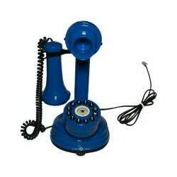 Telefone Antigo Retrô Castiçal em Metal Azul