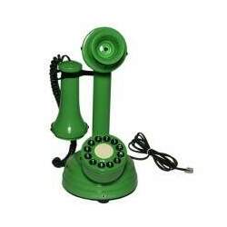 Telefone Antigo Retrô Castiçal em Metal Verde