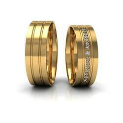 Alianças de Casamento em Ouro 18k Reta 6mm e Diamantes