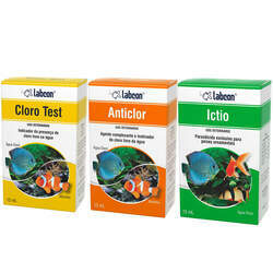 Kit tratamento água de aquário: Teste de cloro, tratamento anticlor e Medicamento parasiti