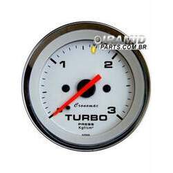 Manometro de Turbo 3kg Cromado Branco 52mm