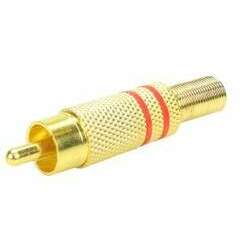 Plug RCA com Corpo Metálico Gold Vermelho