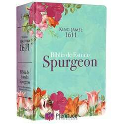 Bíblia de Estudo Spurgeon King James 1611 Letra Grande Luxo Floral Feminina