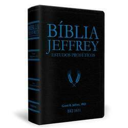 Bíblia Jeffrey de Estudos Proféticos King James BKJ 1611 Letra Normal Capa Luxo Preta e Azul