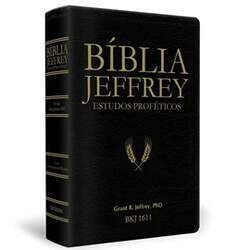 Bíblia Jeffrey de Estudos Proféticos King James BKJ 1611 Letra Normal Capa Luxo Preto e Dourado