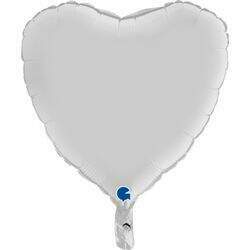 Balão Metalizado Coração Branco Satin - Grabo