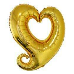 Balão Metalizado Coração Link Ouro Liso - Flexmetal