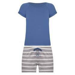 Pijama Feminino Algodão Curto Calor Lupo 24292 Azul