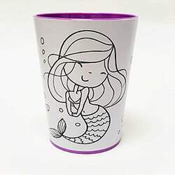 Color Cup copo lavável para colorir com giz de cera - Modelo Sereia