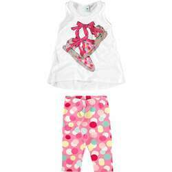 Conjunto Infantil Malwee Blusa e Calça Corsário - Em Cotton e Lycra - Branco e Rosa