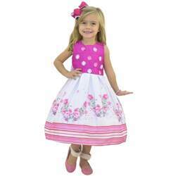 Vestido infantil Rosa Pink Floral - Menina 6 Meses a 10 Anos