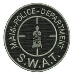 Bordado Miami Police Dept - Swat (Mira) Cinza Fundo Preto