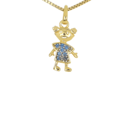 Pingente em Prata Mini Vestido com Zircônias Azul - 2916460