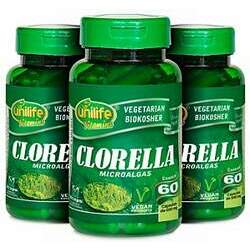 3 Potes de Clorella 180 cápsulas (500mg) - Unilife