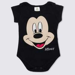 Body de Bebê Mickey Face Disney Preto