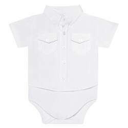 Body Camisa para bebe em tricoline Branco - Petit