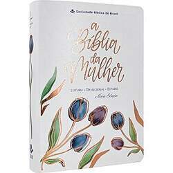 A Bíblia da Mulher - Média - Branca- ARC- Capa Tulipa - Nova Edição
