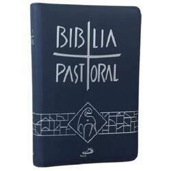 Bíblia Pastoral Média com Zíper - Capa Azul