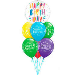 Buquê de Balões Bubble Happy Birthday 6 balões Coloridos