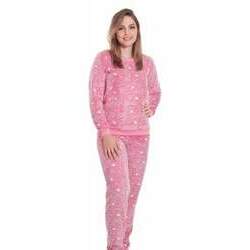 Pijama Feminino Plus Size Longo Peluciado Estampado Linda Lila
