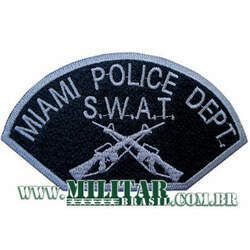 Bordado Miami Police Dept - Swat (Armas) Cinza c/ Fundo Preto