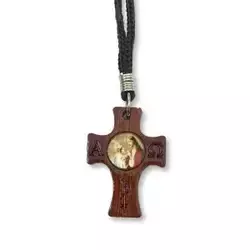 CC14002 - Cordão c/ Cruz Primeira Eucaristia Menina Madeira - 37cm