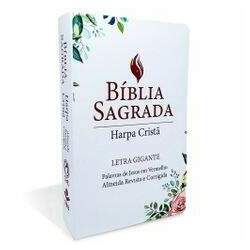 Bíblia Grande Harpa Cristã Popular Letra Gigante Floral Branca