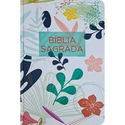 Bíblia Sagrada Letra Normal ARA Capa Dura Branca Flores