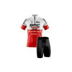 Conjunto Camisa e Bermuda Ciclismo BMC Absolute Vermelha e Branca