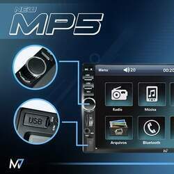 Multimídia New MP5 Player 7'' USB com espelhamento M7