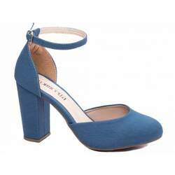 Sapato Scarpin Bico Redondo Azul Torricella