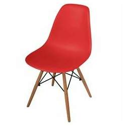 Cadeira Polipropileno com Pés de Madeira 82x47cm Vermelha
